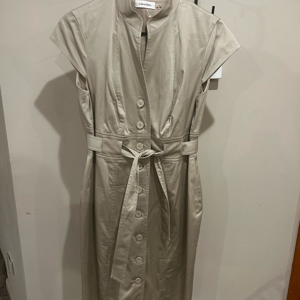 Calvin Klein Women's Khaki Button-Down Dress
